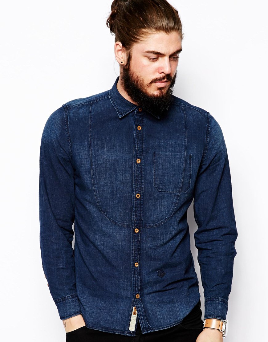 long denim shirt men