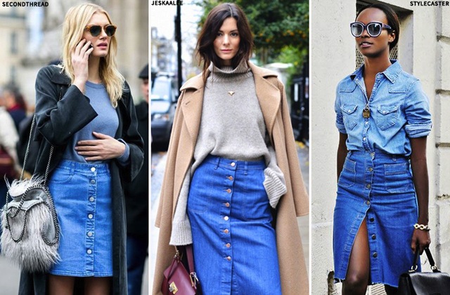 How To Style Button Up Denim Skirts For Fall - THE JEANS BLOG