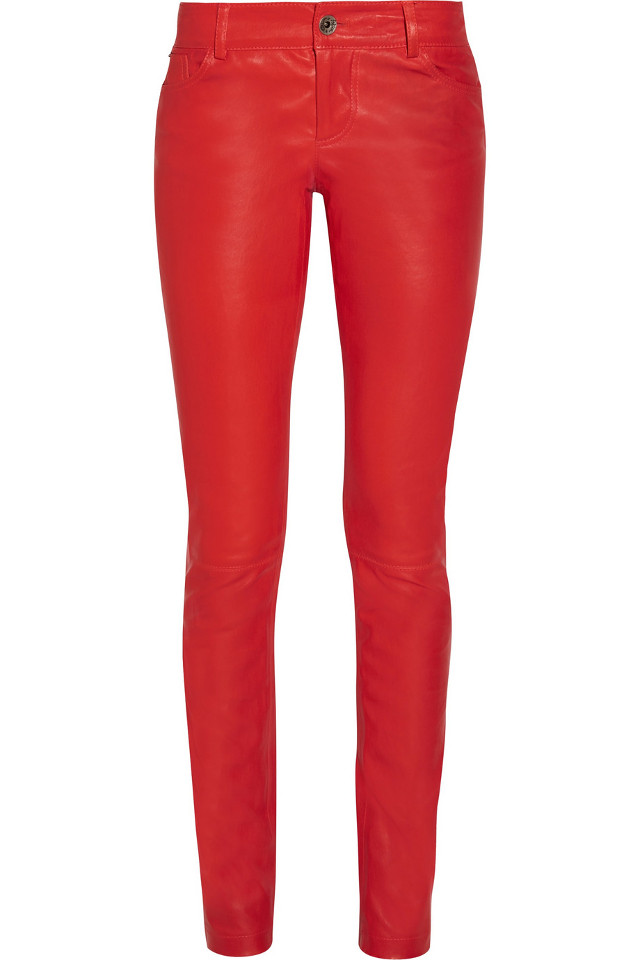 Alice & Olivia Red Leather Pants