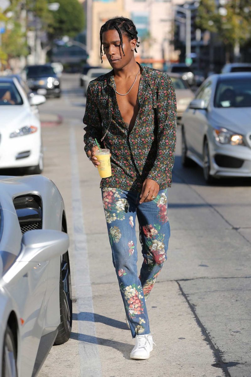 ASAP Rocky Wears Gucci Floral Painted Jeans - THE JEANS BLOG