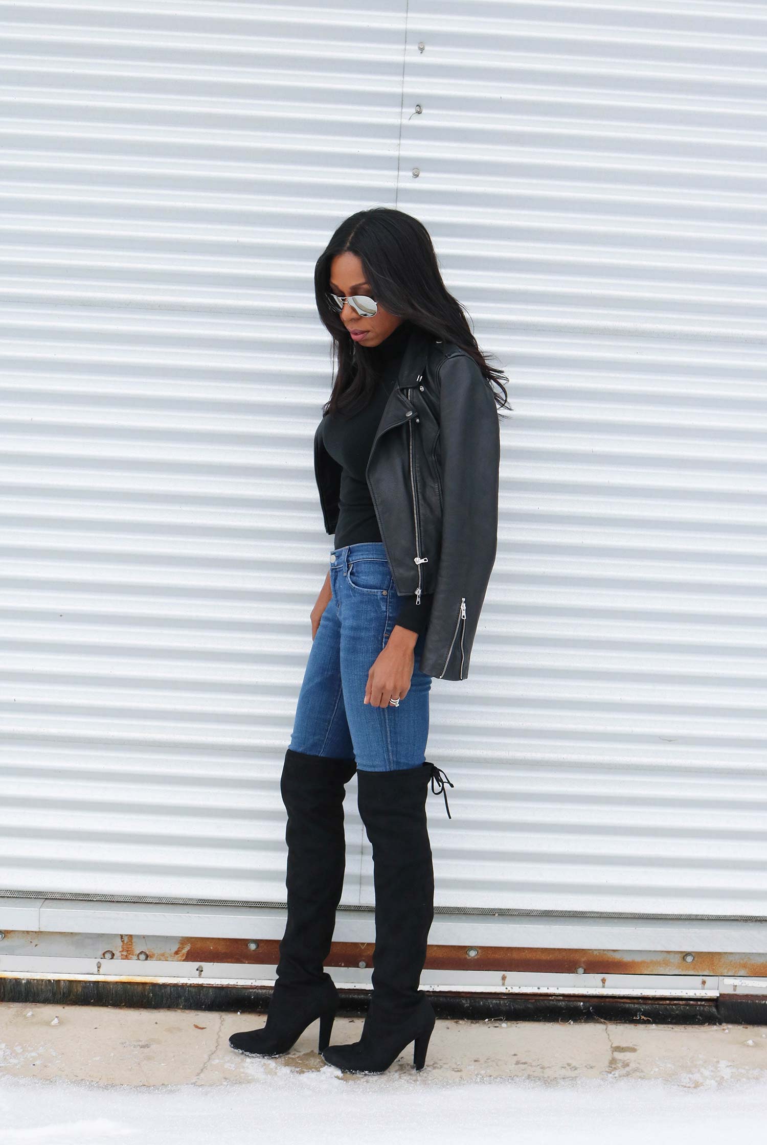 jeans with high boots