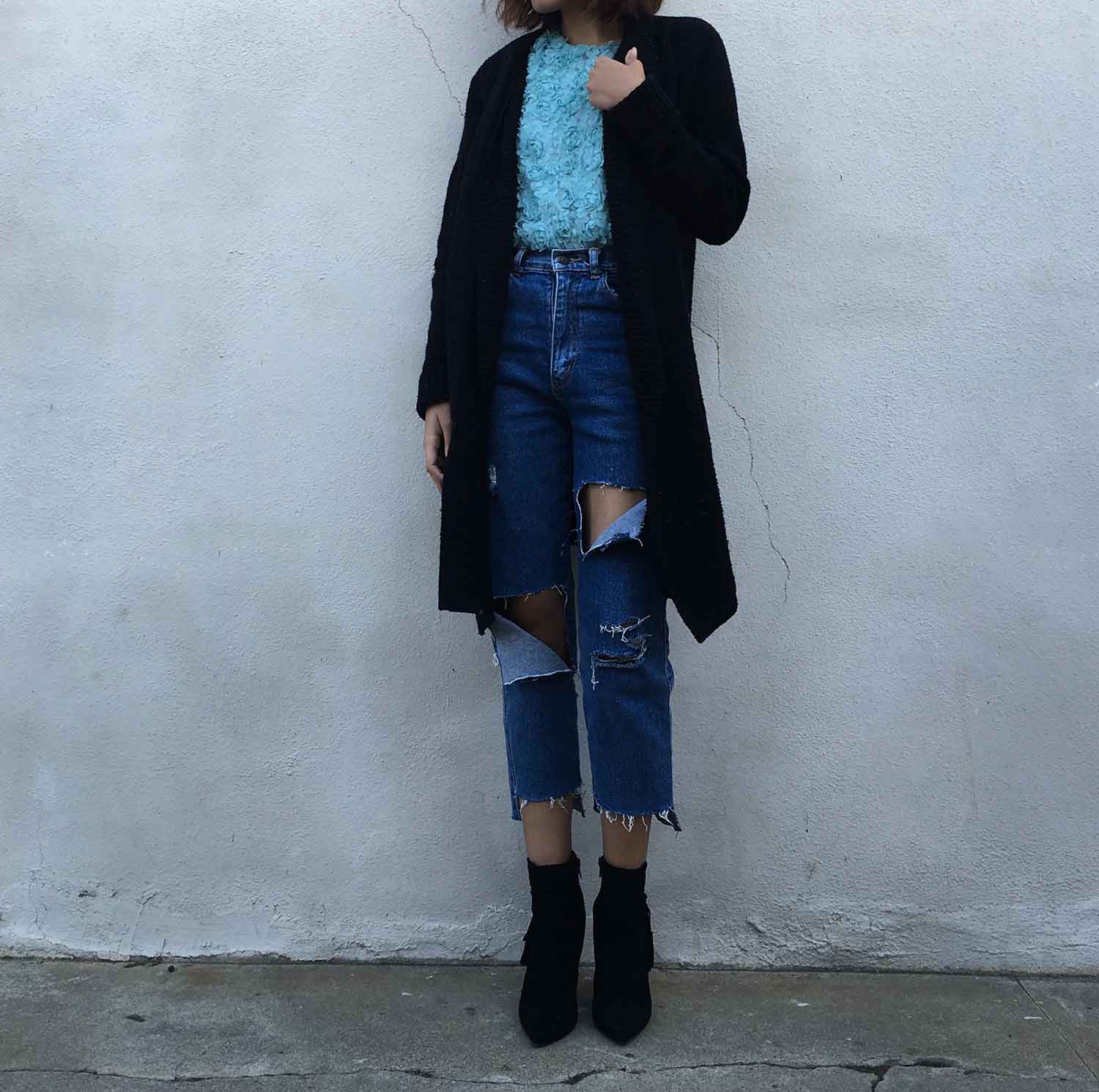 Diy distressed hot sale mom jeans