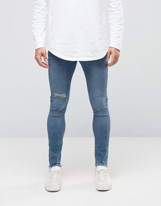 Mens skinny jeans 2024 with frayed hem