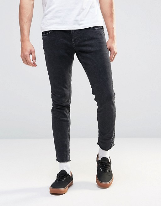 Mens skinny jeans 2025 with frayed hem