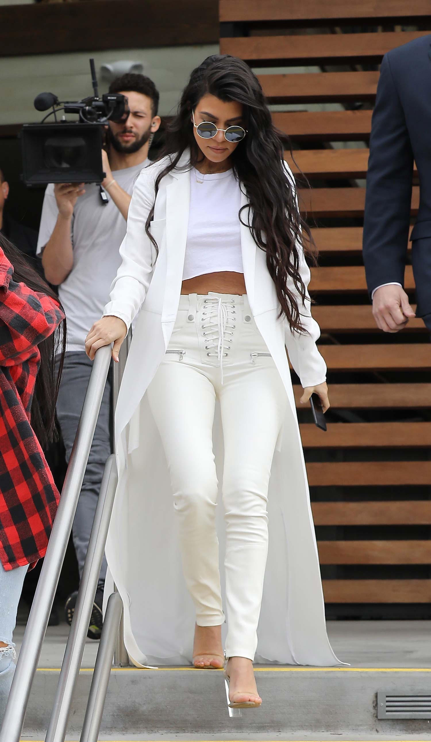 love the bracelet  Jenner style outfits, White pants fashion, Kourtney  kardashian style