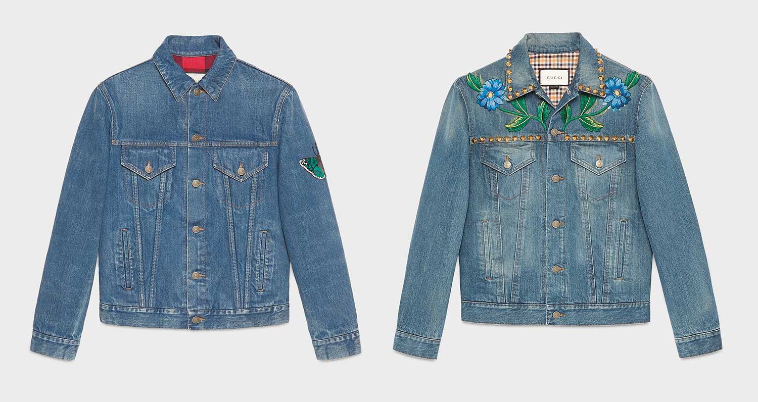 Gucci Tiger denim jacket with embroidery in Blue Ready-to-wear | GUCCI® SI