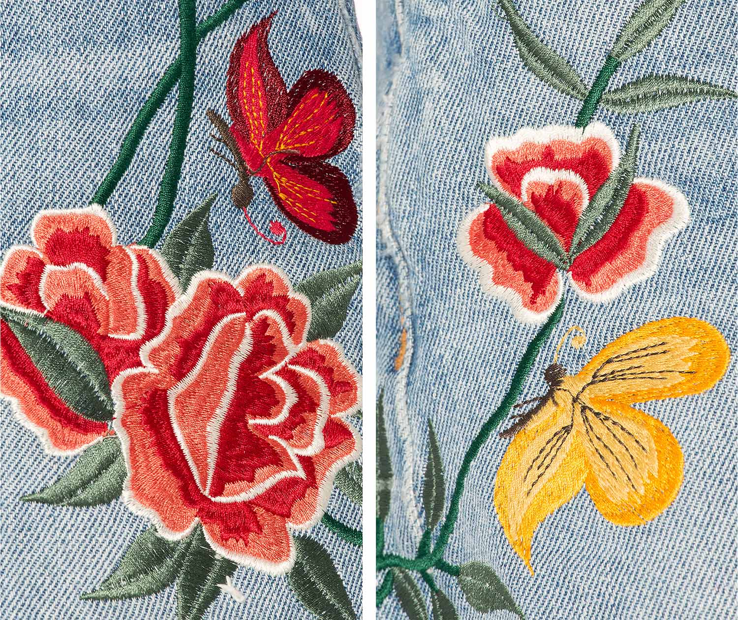 GRLFRND Rose Embroidered Jeans in Blue