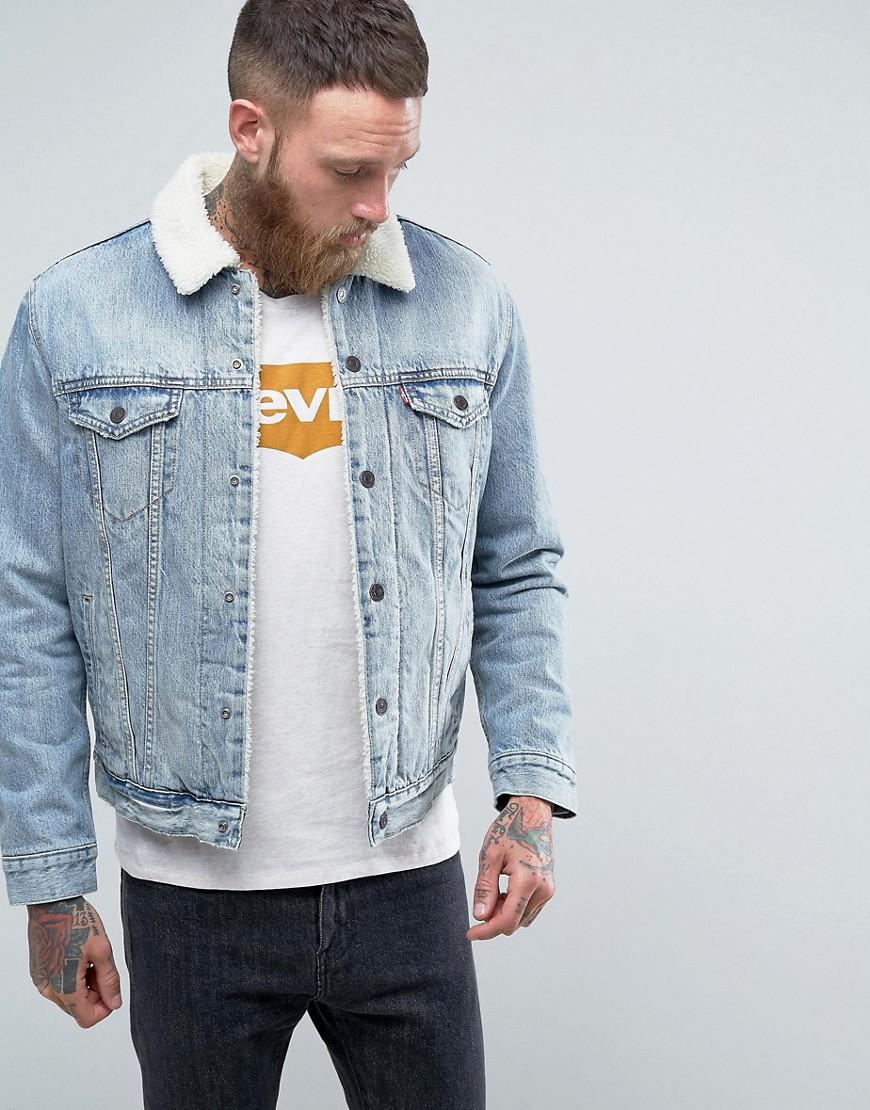 sherpa denim jacket mens levis