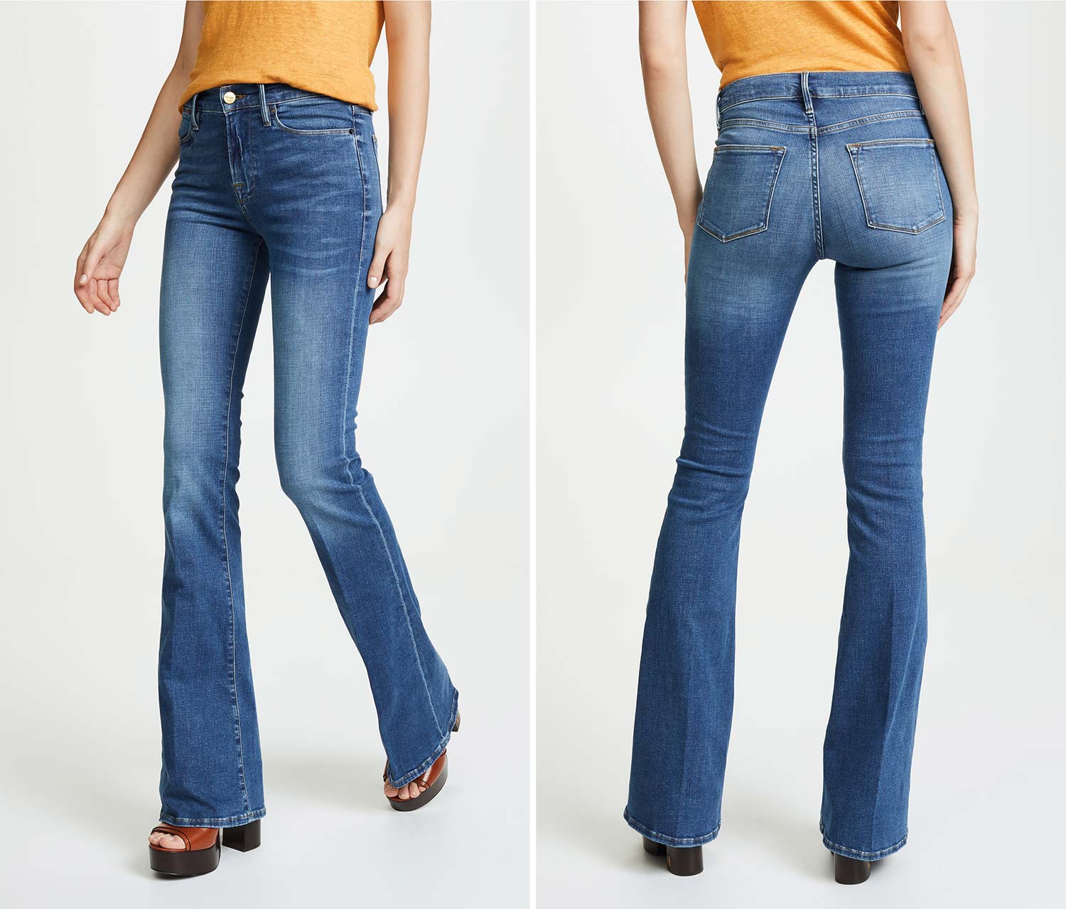 bell bottom (or bootcut) jeans over anything else