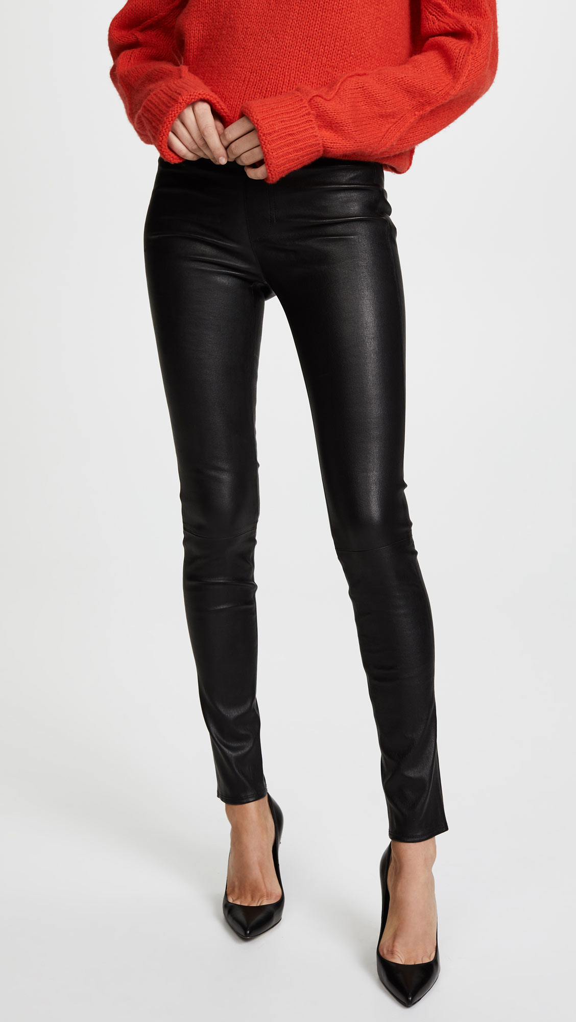 Helmut Lang Stretch Plonge LEATHER Leggings Pants Jeans Black sz 0 | eBay