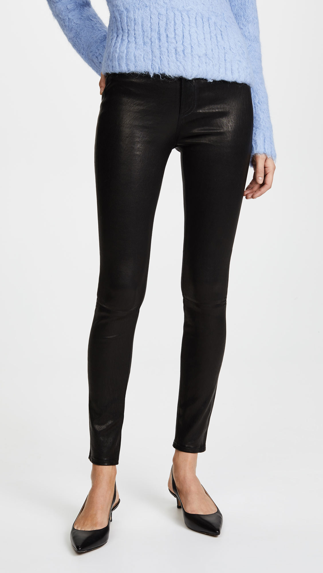 Sara Sampaio Wears J Brand Natasha Leather Skinny Pants - THE JEANS BLOG