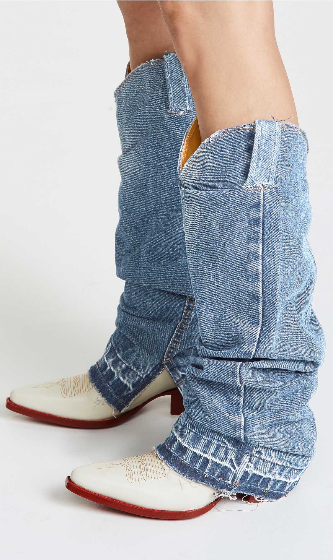 R13 Denim Sleeve Cowboy Boots THE JEANS BLOG