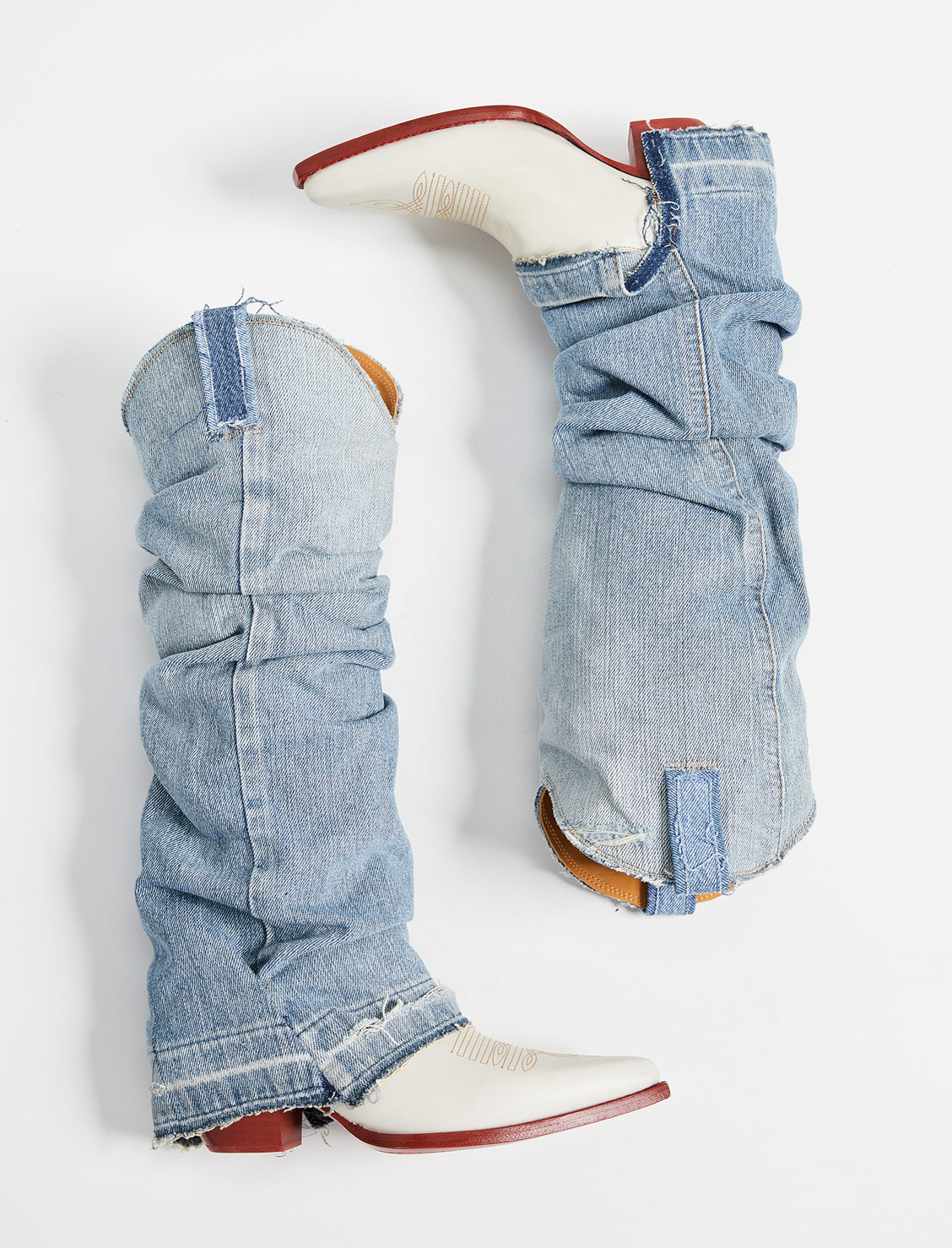 R13 Denim Sleeve Cowboy Boots THE JEANS BLOG