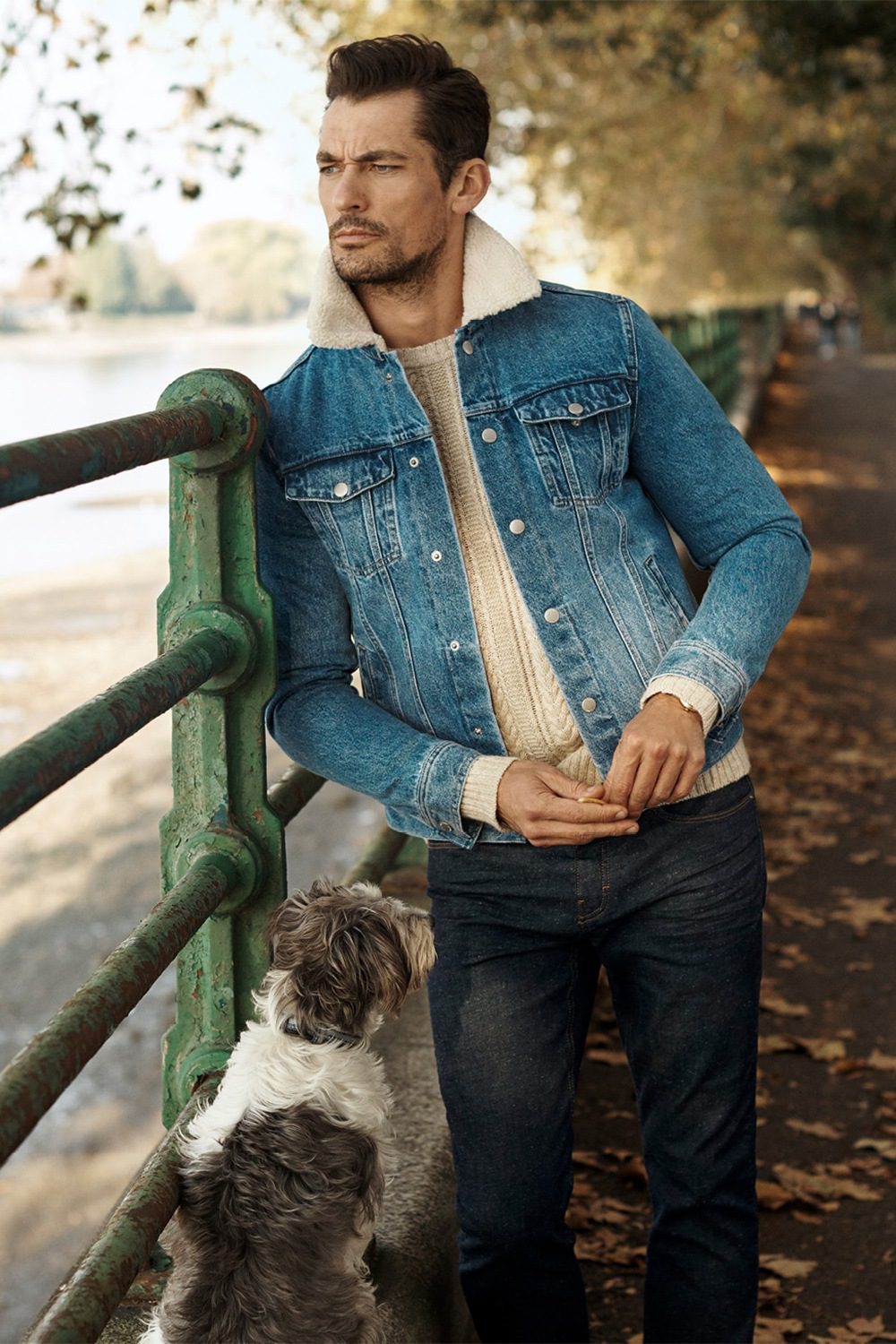 Statement denim jacket. Male casual style. Denim look. Brutal hipster with  mustache. Barbershop client. Mature hipster with beard. Denim shirt  essential garment modern wardrobe. Clothes shop model Stock Photo - Alamy